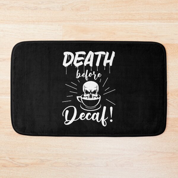 Item preview, skull death before decaf skeleton coffee white designed and sold by Gossip Rag.