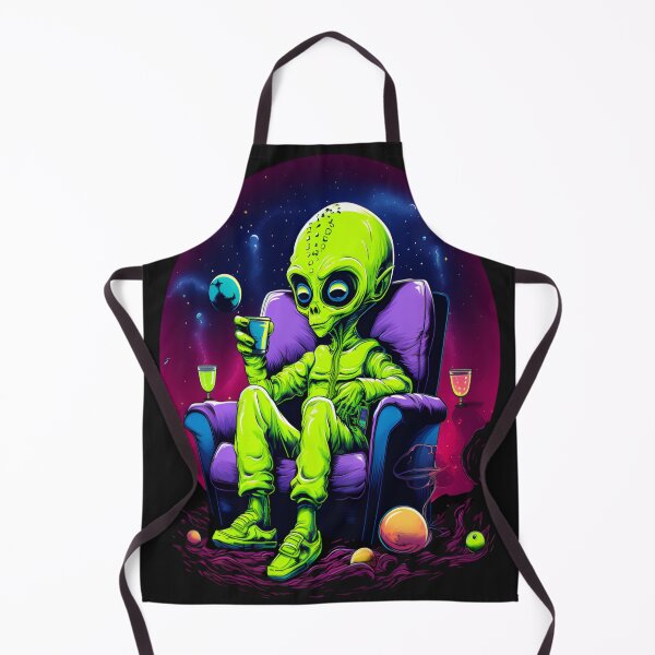 Item preview, Alien Relaxing in a Purple Chair - Funny Cartoon Illustration designed and sold by alaa-mously.