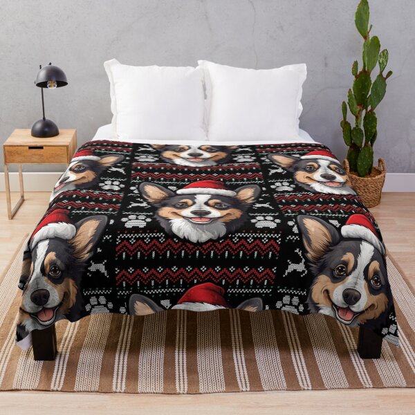 Item preview, Black Brindle Corgi Ugly Sweater Christmas designed and sold by rafaeltto.
