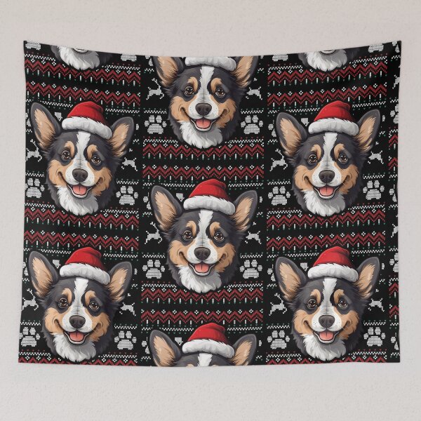 Item preview, Black Brindle Corgi Ugly Sweater Christmas designed and sold by rafaeltto.