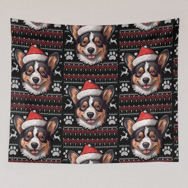 Item preview, Black Brindle Corgi Ugly Sweater Christmas designed and sold by rafaeltto.