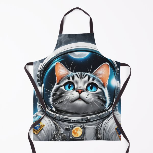 Item preview, Space cat with blue eyes looking at the full moon. Astronaut cat. designed and sold by By-Jeff.