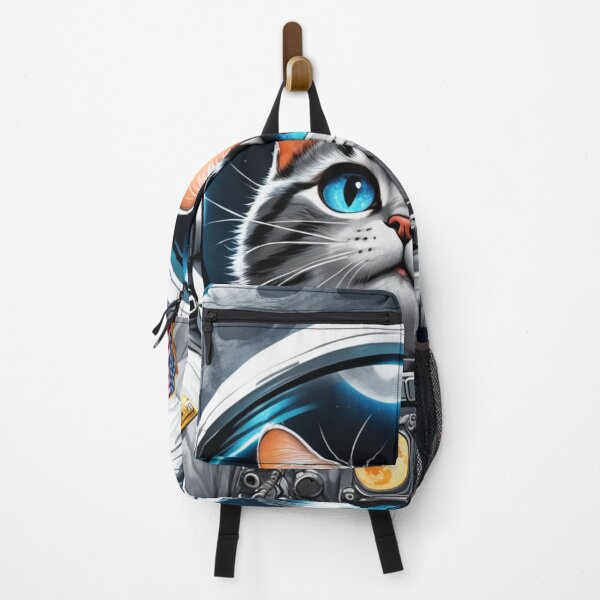 Item preview, Space cat with blue eyes looking at the full moon. Astronaut cat. designed and sold by By-Jeff.