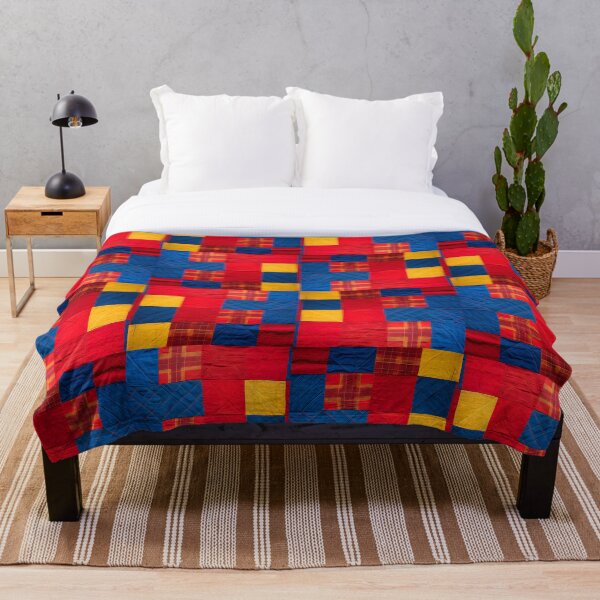 Item preview, Tribal Kaleidoscope red-blue tone Yellow Plaid: A Seamless Patchwork Art Collection designed and sold by dekdoi.