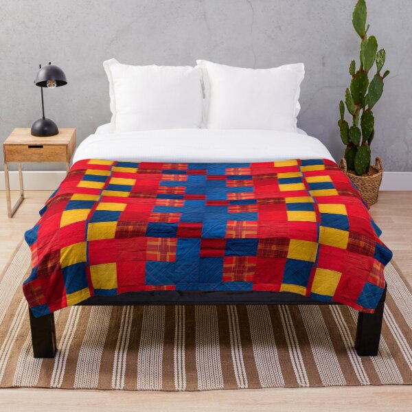 Item preview, A collection of seamless patchwork art, tribal style, unique patterns, bright tones of blue, red, yellow. designed and sold by dekdoi.