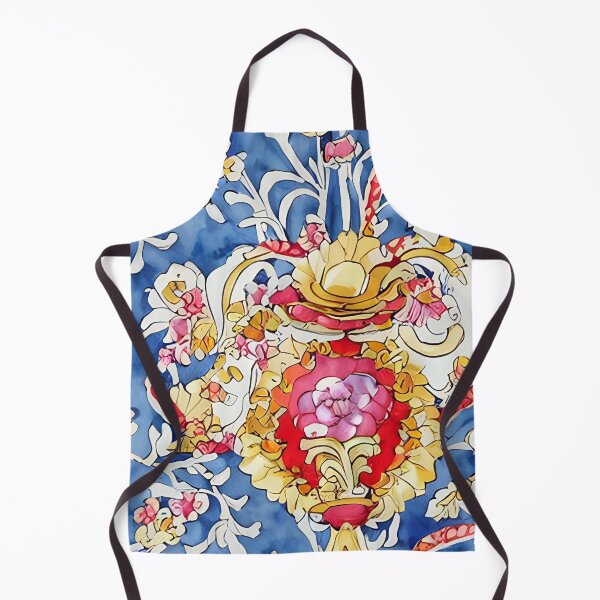 Item preview, Watercolor and vector blue, gold and red scroll seamless pattern designed and sold by SophieClimaArt.