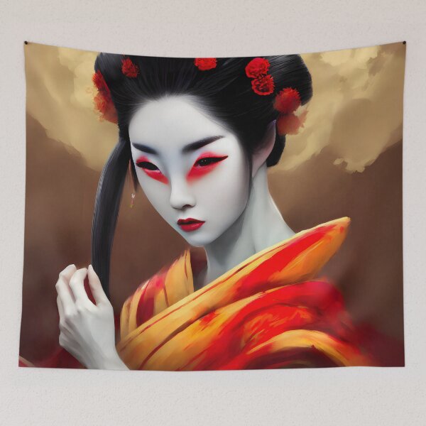 Item preview, Red Dragon Geisha  designed and sold by @adorcharm Modern & Classic AI Art.