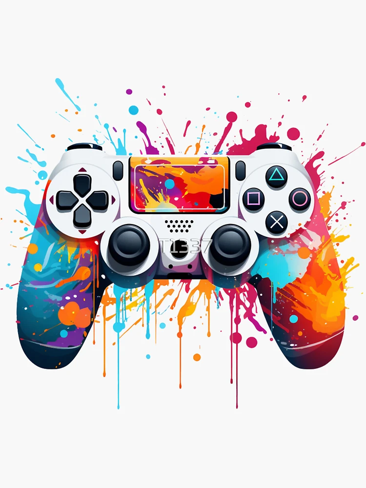 Video Game Room Joystick Controller Remote Splash outlet Paint Wall or Car Sticker Vinyl Decal L378