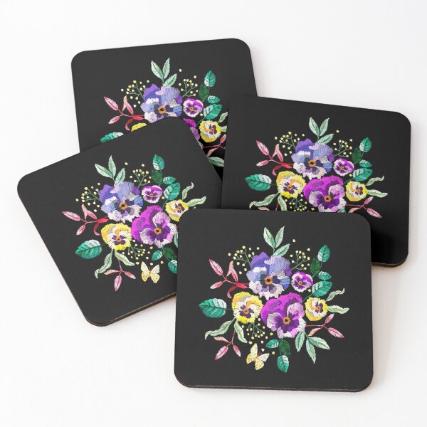 Item preview, Embroidered Pansies designed and sold by FunWithChemo.