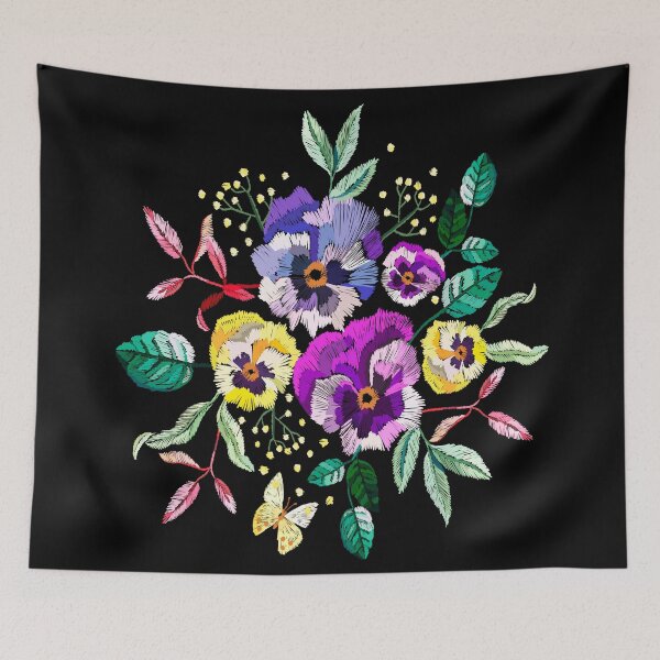 Item preview, Embroidered Pansies designed and sold by FunWithChemo.