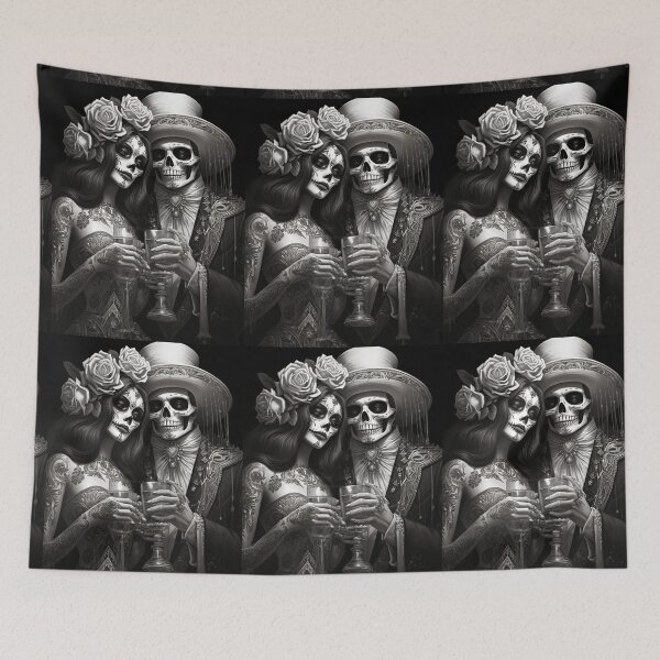 Item preview, Santa Muerte day of the dead halloween tarot lovers two of cups designed and sold by Baba  Yaga's Cards.