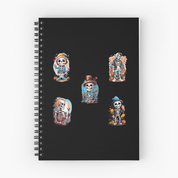 Aperçu de l'œuvre Pack d'autocollants dramatiques de squelette d'Halloween 5 pour le prix de 1 créée et vendue par ittybittyowl.