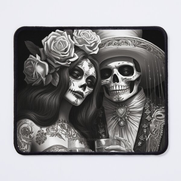 Item preview, Santa Muerte day of the dead halloween tarot lovers two of cups designed and sold by Baba  Yaga's Cards.