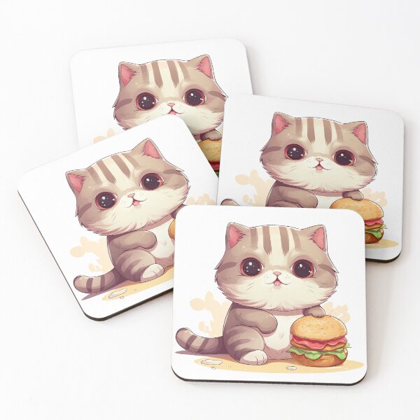 Item preview, Kawaii Happy Tubby Cat Eating Burger designed and sold by eyestetix.
