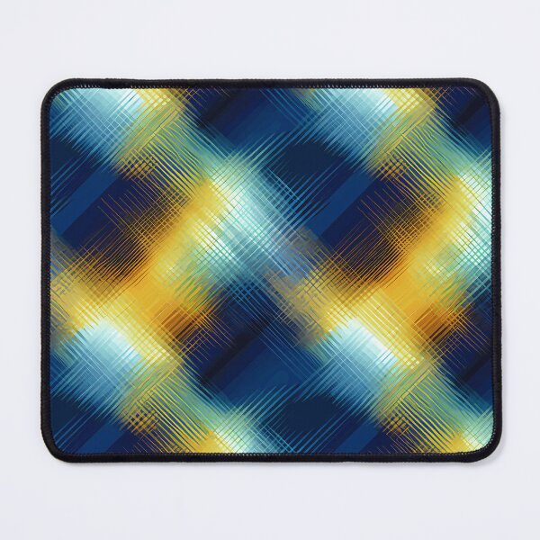 Aperçu de l'œuvre Motif à carreaux Glitch, jaune cyan marine orange créée et vendue par Tabble-Dabble.