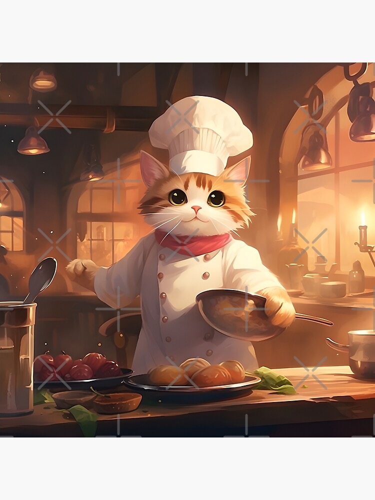 Chef Cat Food Art Whimsical and Artistic Design Poster