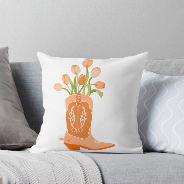 Item preview, orange cowboy boot with flowers  designed and sold by gabmarie.