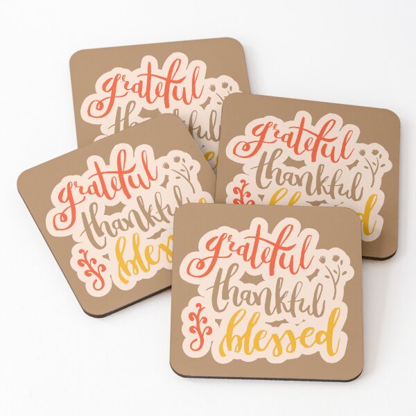 Item preview, Grateful Thankful Blessed Fall Typography designed and sold by greenoriginals.