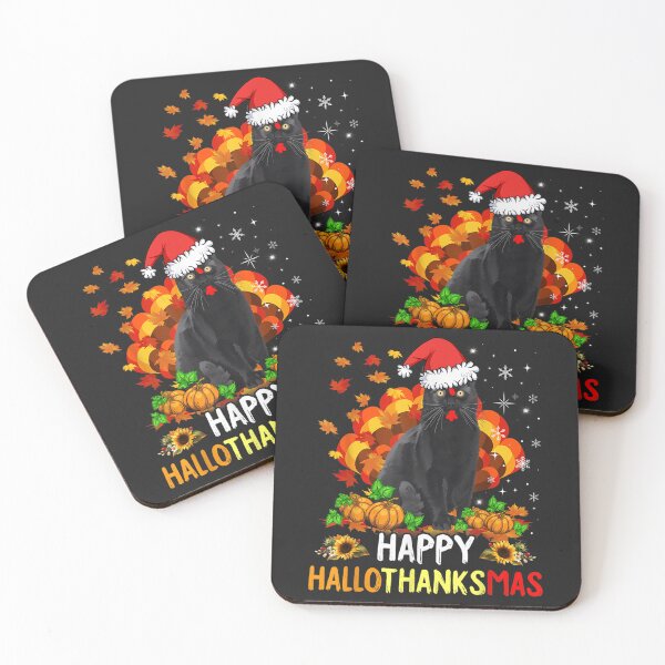 Item preview, Happy Hallothanksmas Cat Halloween Thanksgiving Christmas designed and sold by William Parker.