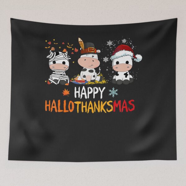 Item preview, Happy Hallothanksmas Cows Halloween Thanksgiving Christmas designed and sold by William Parker.
