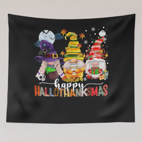 Item preview, Happy Hallothanksmas Gnomes Halloween Thanksgiving Christmas  designed and sold by William Parker.