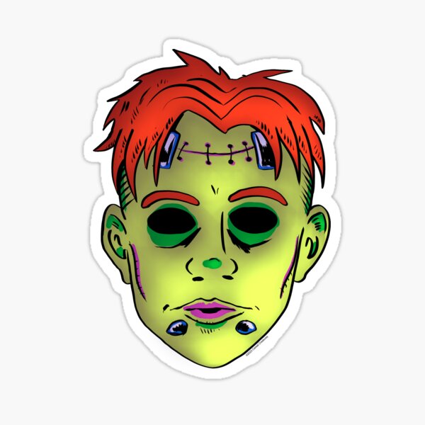 Halloween Haunt Vintage Soldier Spook Mask Sticker