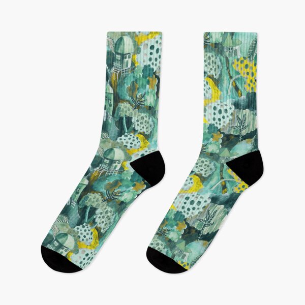 Item preview, Stilt houses in the jungle designed and sold by Alessandro Remo Mazzoni Remotextiles.