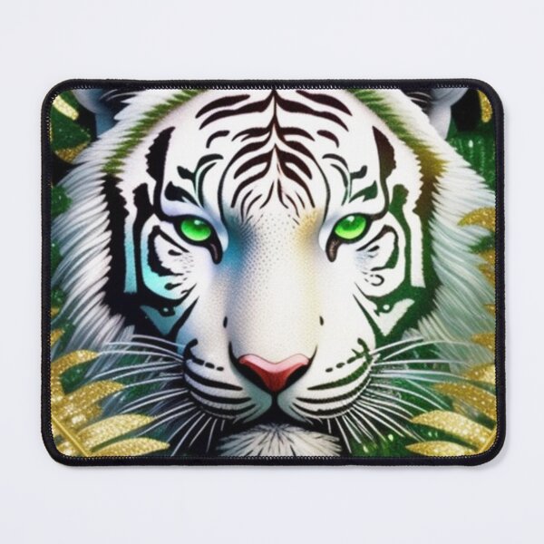 Item preview, White tiger and gold leaves designed and sold by Roxburylane.