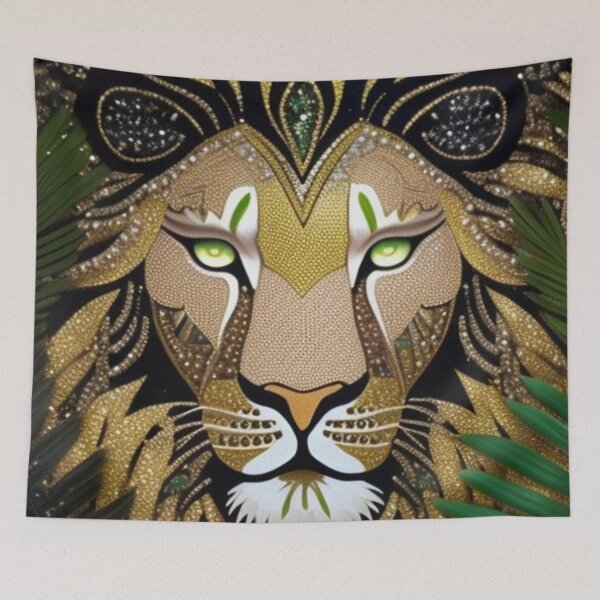 Item preview, Rhinestone lion art designed and sold by Roxburylane.