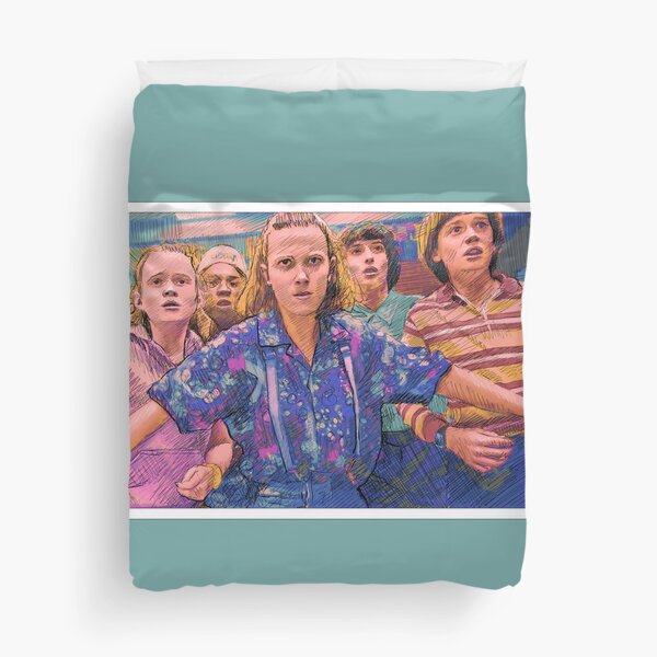 Stranger Things Eleven, Max, Lucas, Will and Mike Duvet Cover