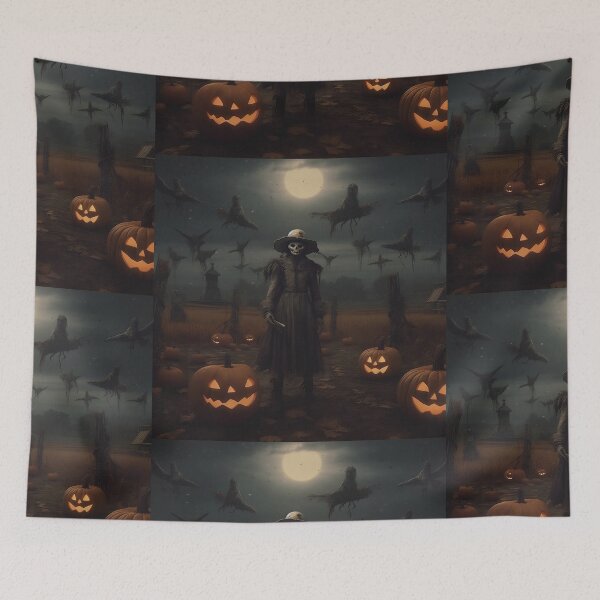 Item preview, Ghost witch in halloween pumpkin field designed and sold by PsionicVoid.