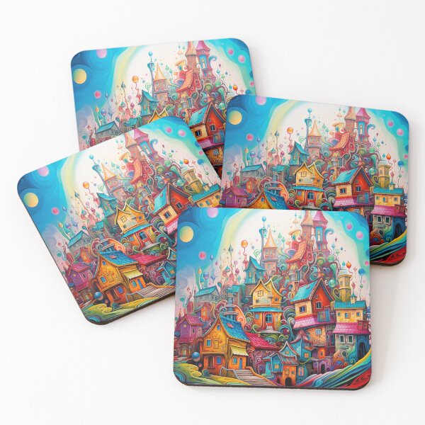 Item preview, Urban Mosaic: Artistic Depiction of Crowded Colorful Houses designed and sold by GraceCocaf.