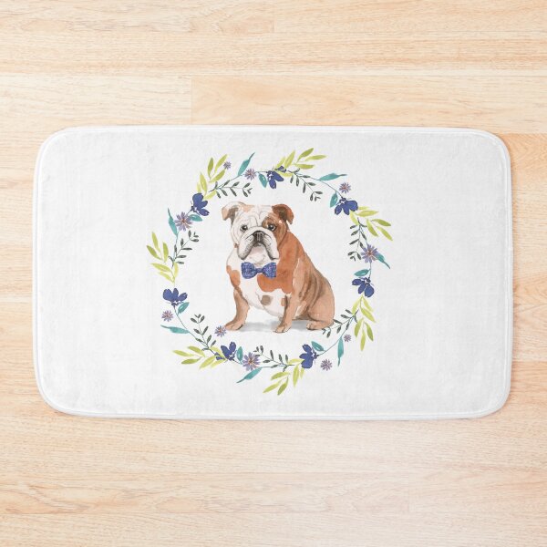 Item preview, Vintage English Bulldog in Floral Frame designed and sold by beastieboutique.