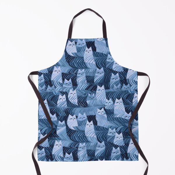 Aperçu de l'œuvre Beaucoup de motifs de chats Zentangle géométriques bleus créée et vendue par Tabble-Dabble.
