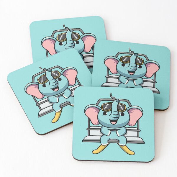 Item preview, Cute elephant on chairlifts cartoon illustration designed and sold by cubbone.