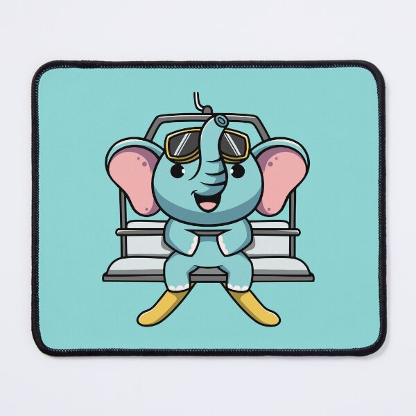 Item preview, Cute elephant on chairlifts cartoon illustration designed and sold by cubbone.