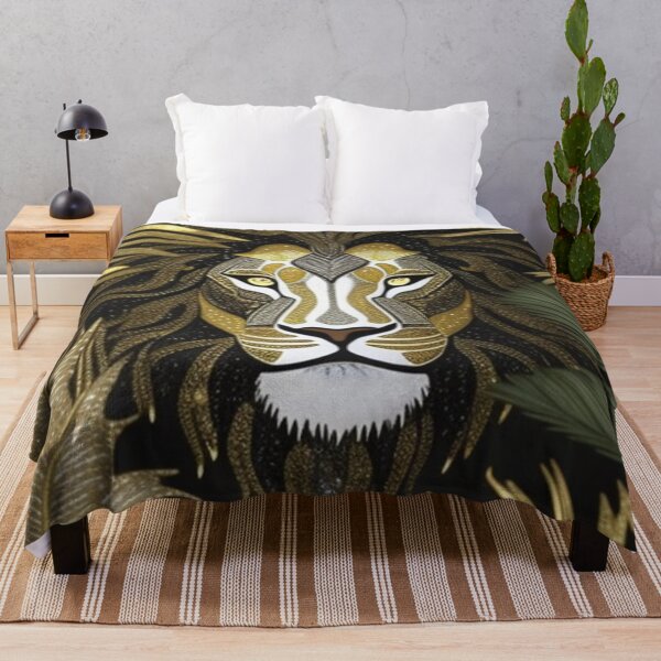 Item preview, Gold and brown rhinestone lion and palms designed and sold by Roxburylane.