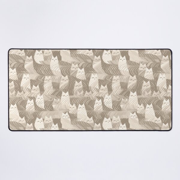 Artikelvorschau, Viele neutrale beige geometrische Zentangle-Katzenmuster entworfen und verkauft von Tabble-Dabble.