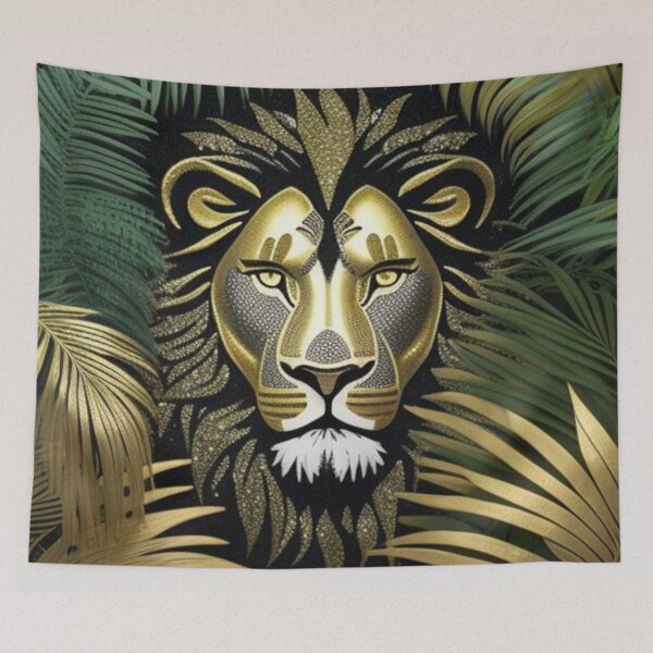 Item preview, Lion and palms rhinestone metallic  designed and sold by Roxburylane.