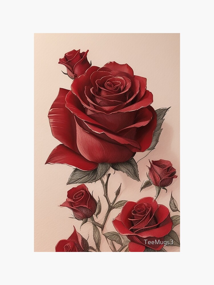 Thumbnail 3 of 3, Sticker, Red rose background designed and sold by TeeMugs3.