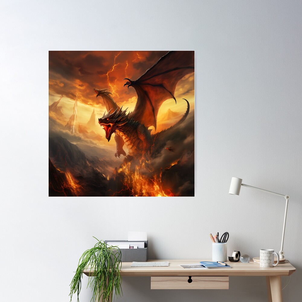 Fire Dragon Glaring – extraordinary wall mural– Photowall