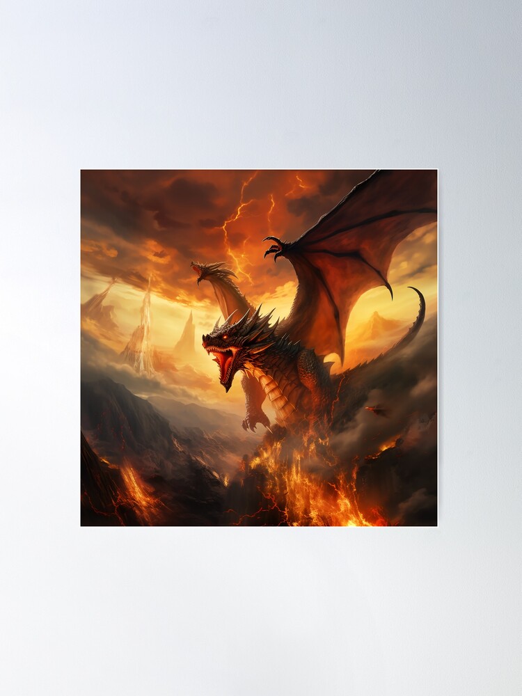 Fire Dragon Glaring – extraordinary wall mural– Photowall