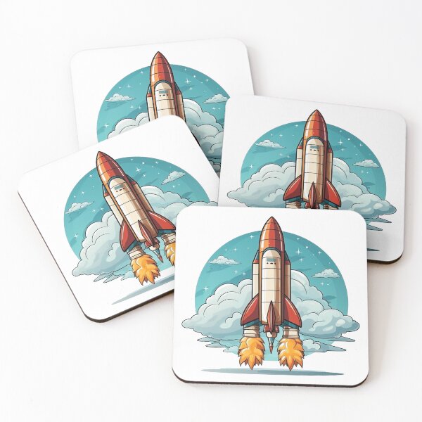Item preview, Cartoon style rocket take off in smoke designed and sold by MiraCleAI.