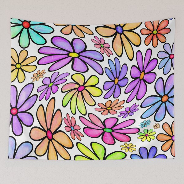 Item preview, Retro 1960's Pink, Purple, Yellow Twirled Flower Pattern designed and sold by DEC02.