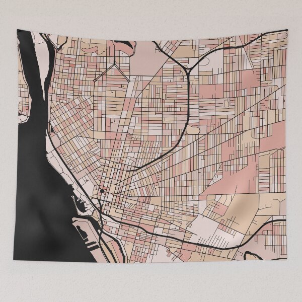 Item preview, Buffalo Map Pattern in Soft Pink Pastels designed and sold by PatternMaps.