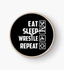 Eat Sleep Wrestle Repeat T-Shirt Clock