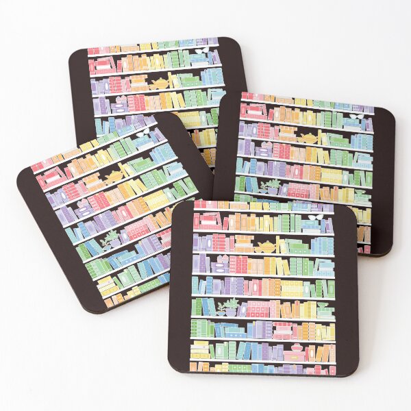 Artikelvorschau, Rainbow Books Shelf Pattern (Black Background) entworfen und verkauft von SamGreathouse.