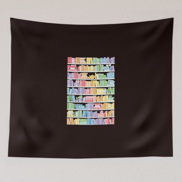 Artikelvorschau, Rainbow Books Shelf Pattern (Black Background) entworfen und verkauft von SamGreathouse.