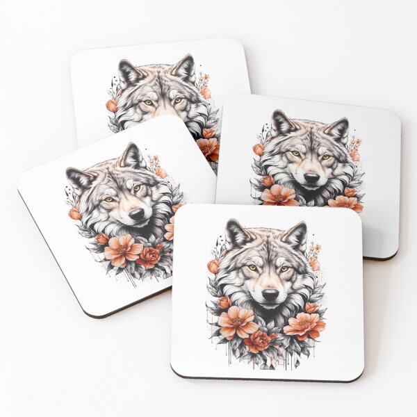Item preview, Wolf orange floral tatto designed and sold by Mais80.