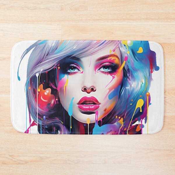 Item preview, woman in colorful paint splatting designed and sold by MagicColorPrint.